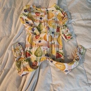 Bums & Roses fruit pajamas 2-way zippie 3-6 months gently used